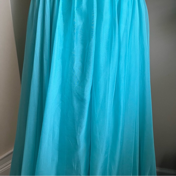 EVA USA Strapless Embellished Floor Length Gown Turquoise Sz M - Picture 5 of 16
